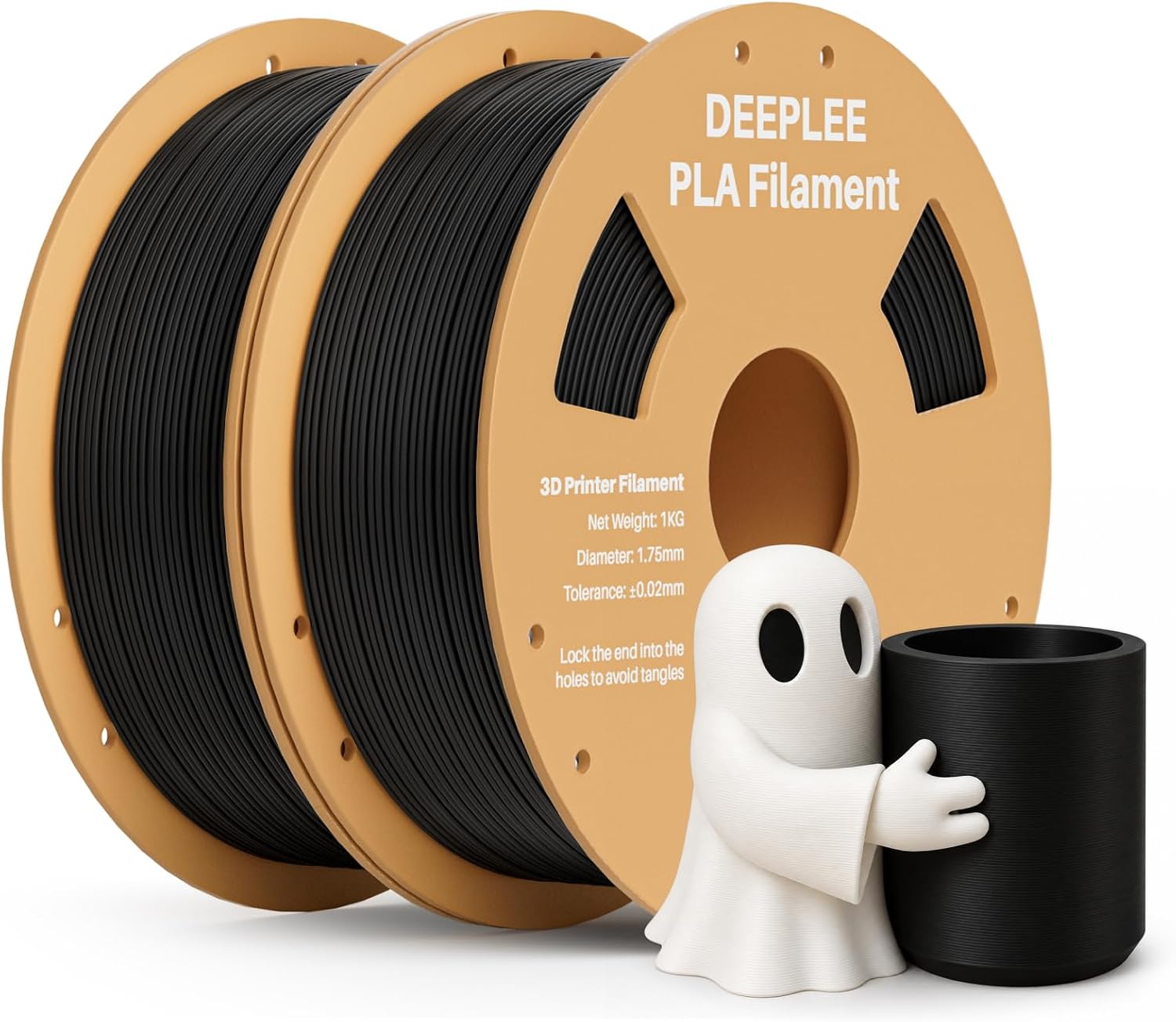 Detalle de DEEPLEE 1.75 mm Black PLA 3D Printer Filament, 2 kg Bundle