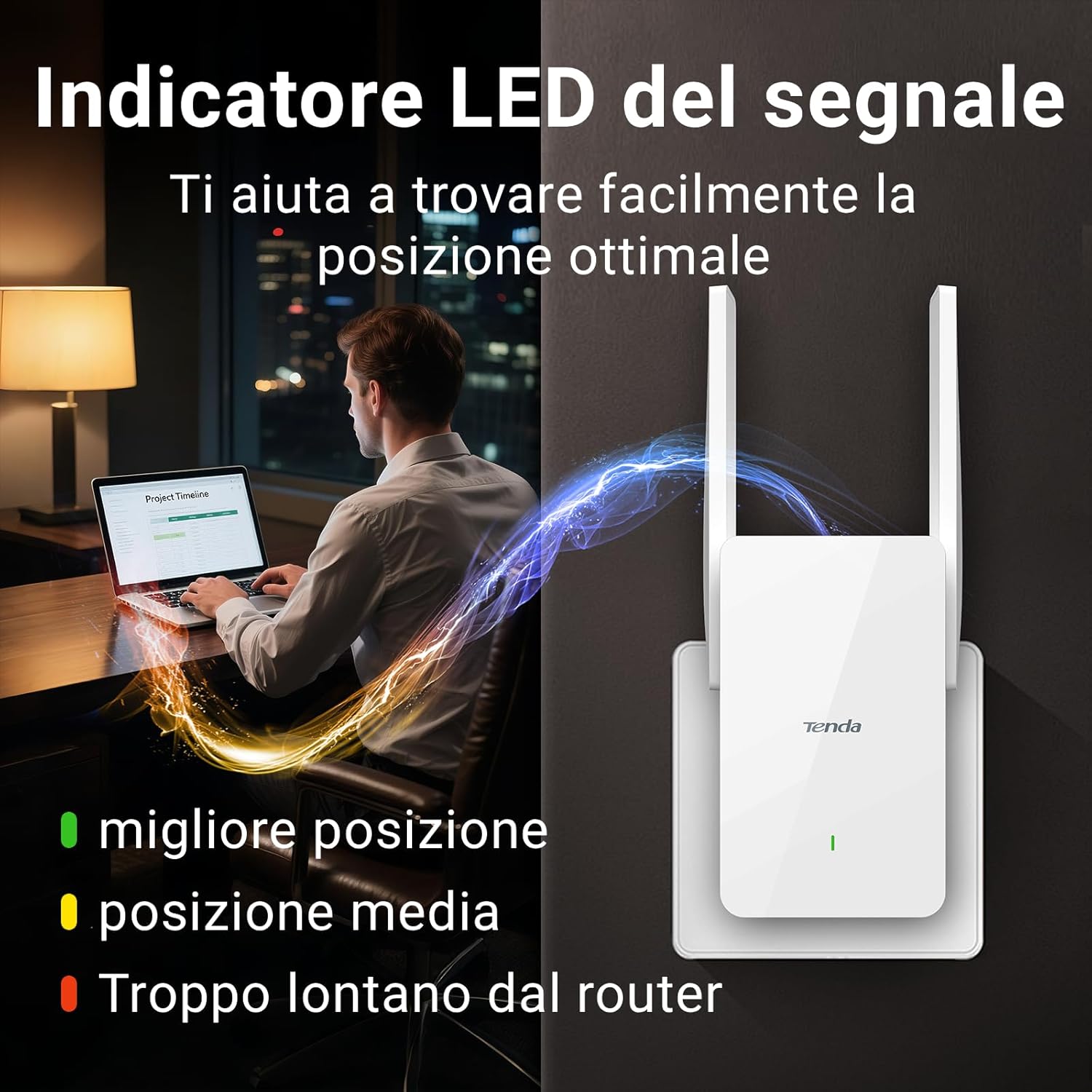 Thumbnail 5 de Tenda Ripetitore WiFi 6 A23 (AX1500): espansione dual-band con porta Gigabit e installazione facile