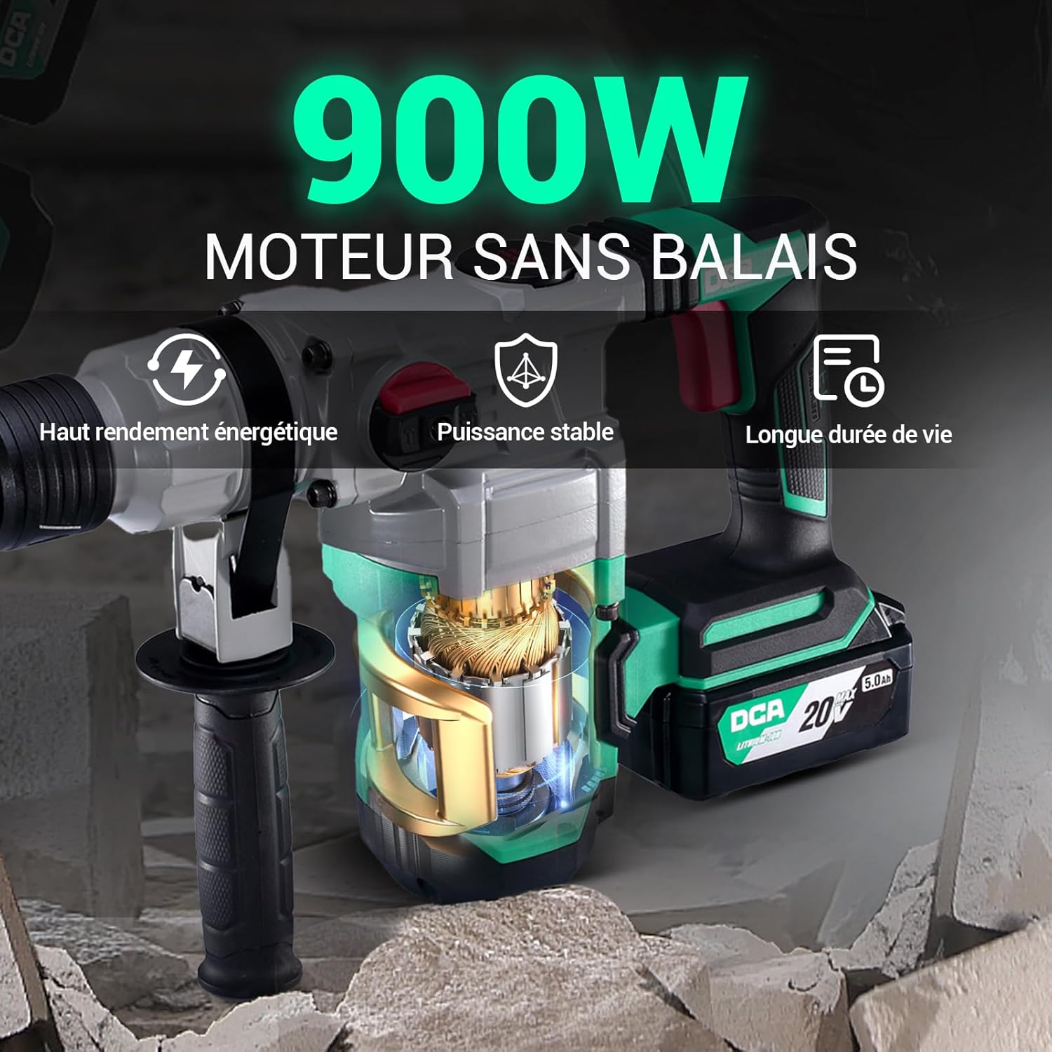 Detalle de DCA Marteau Perforateur Sans Fil 20V 4,5 J