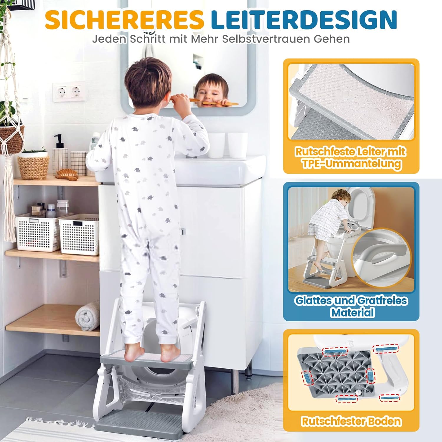 Thumbnail 4 de Orzbow Toilettensitz Kinder mit Treppe đźš˝