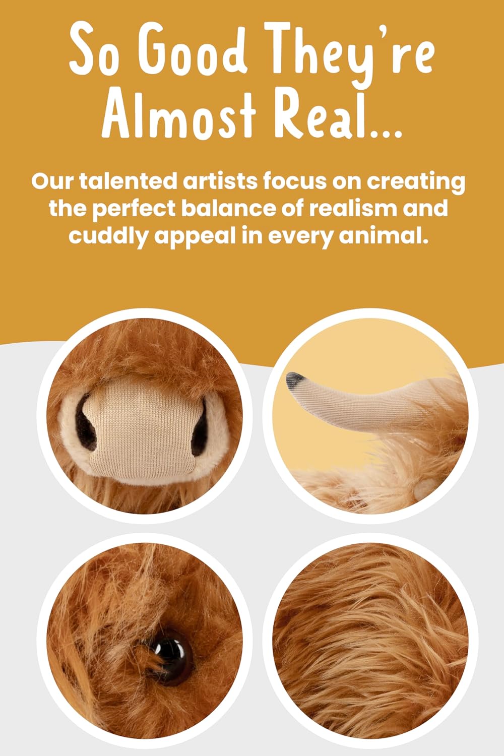 Thumbnail 2 de Living Nature Lying Highland Cow Brown Soft Toy – 18 cm
