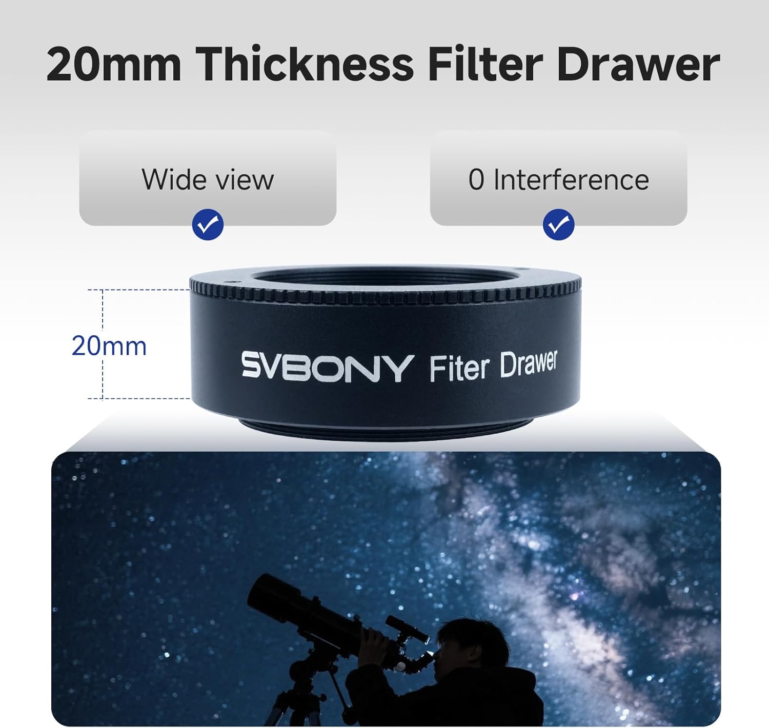 Thumbnail 6 de SVBONY SV226 : roue filtrante télescopique M54-M48 avec deux porte-filtres 5 cm et anti-fuite de lumière