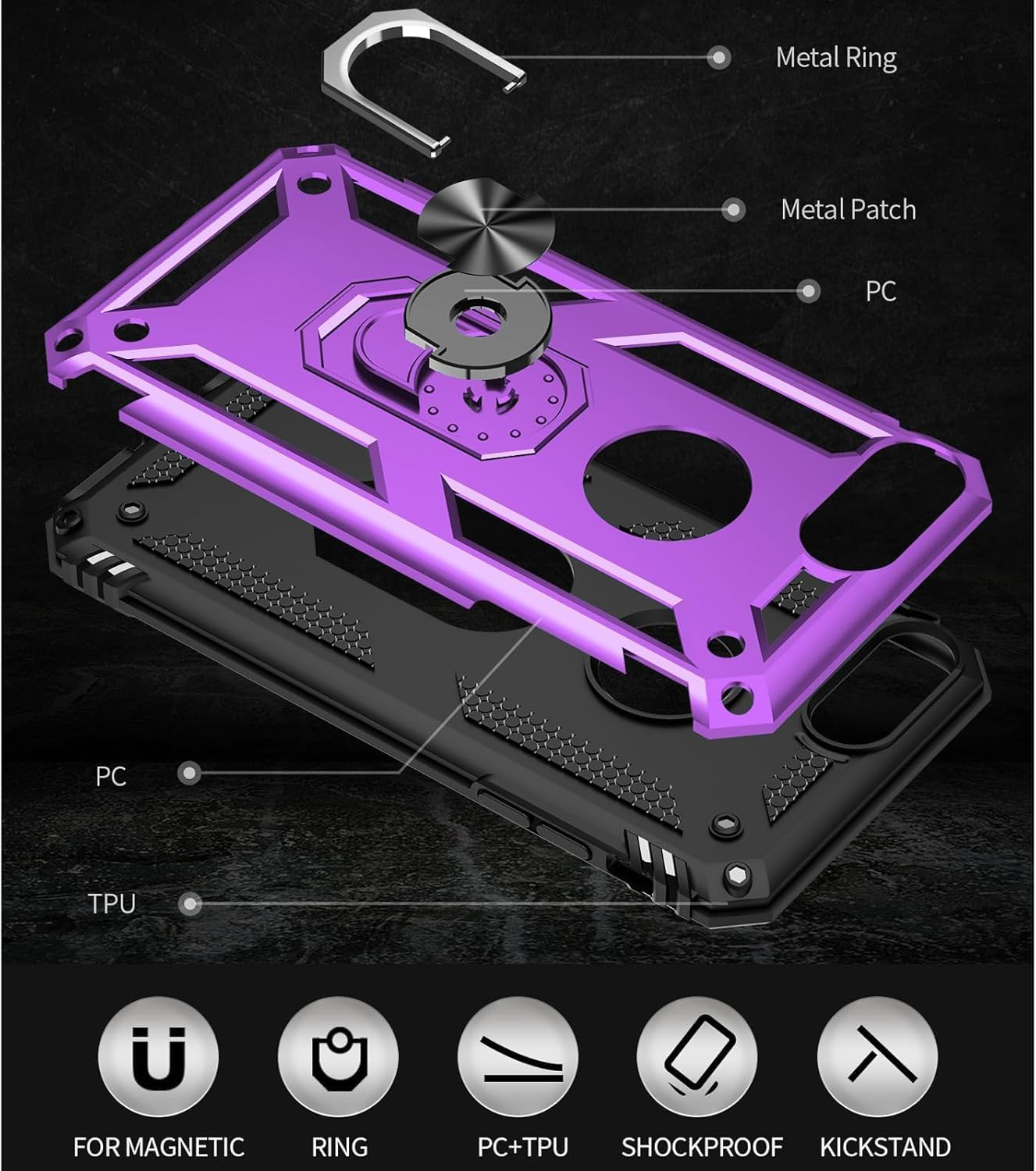 Thumbnail 4 de Yiakeng iPhone 8 Plus/7 Plus Case with Screen Protector Purple