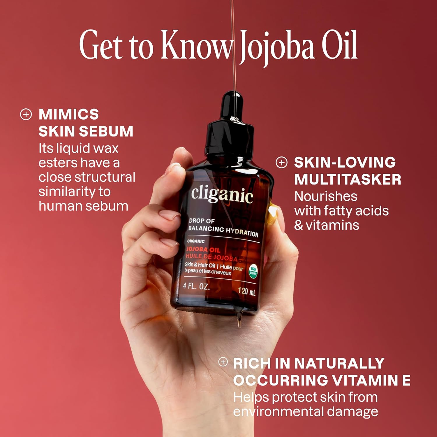 Thumbnail 3 de Cliganic Organic Jojoba Oil 4 oz carrier oil