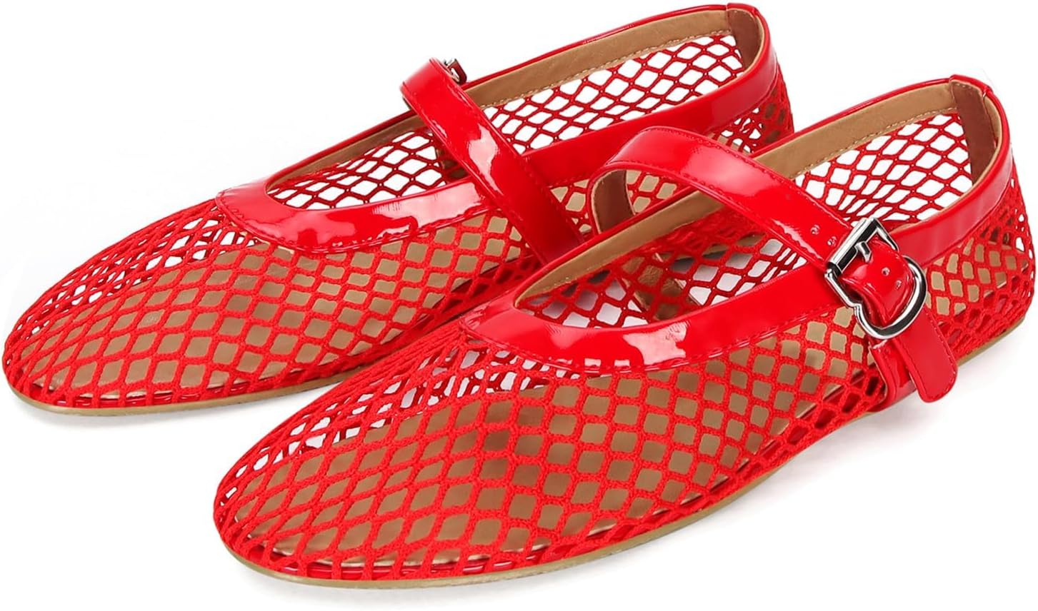 Thumbnail 6 de DOEYG Mesh Ballet Flats for Women with Buckle Strap