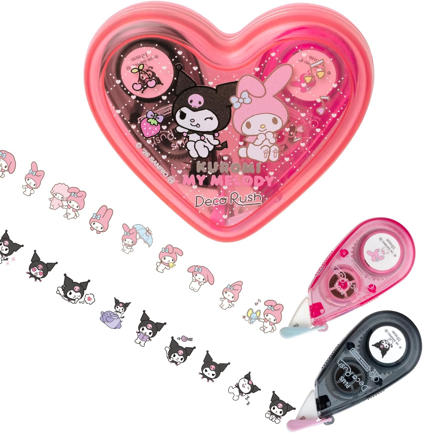 Detalle de PLUS DC-0230-SR-2P デコラッシュ ハートケースセット マイメロディ&クロミ 10mm幅