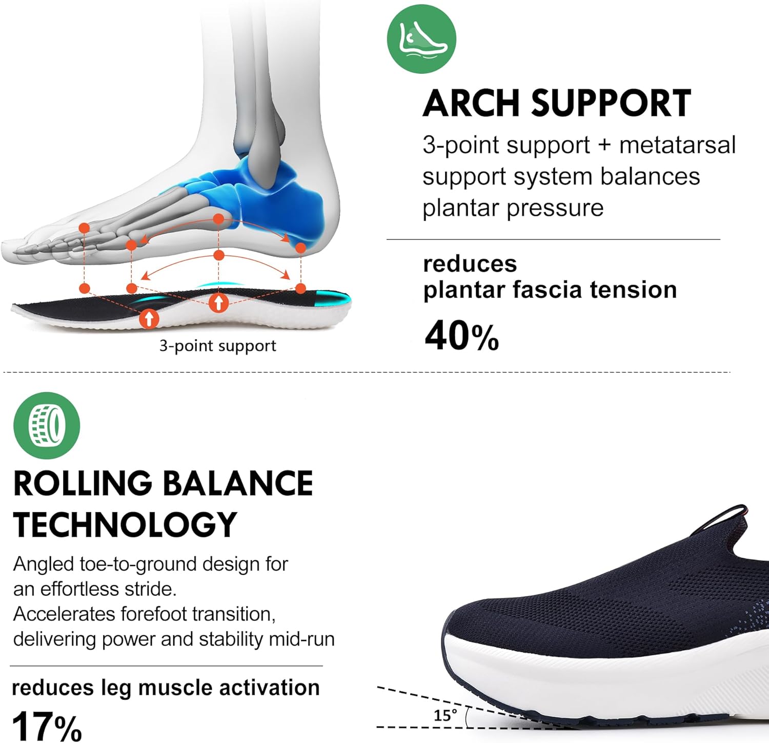 Thumbnail 2 de JACKSHIBO Slip-in Free up Hands Shoes: Wide Toe Box, Arch Support and Cushioned Zero Drop Trainers