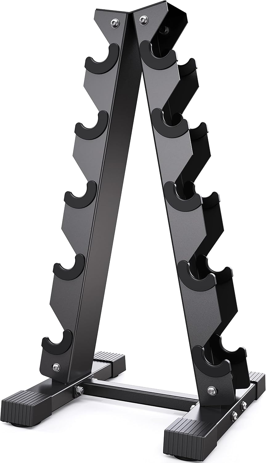 Detalle de AKYEN AKDRBK-US06 Dumbbell Rack, 5-Tier A-Frame, 480 lb Capacity