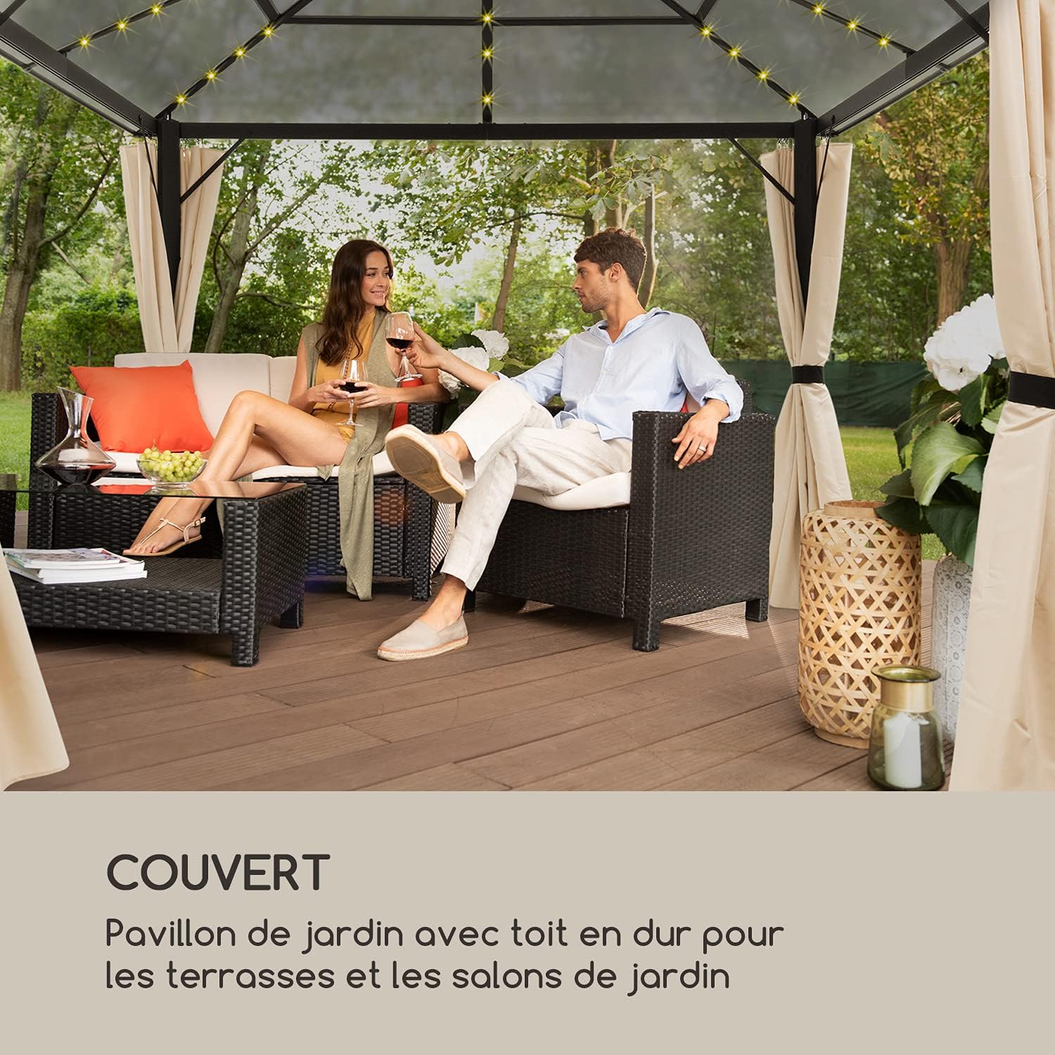 Detalle 2 de blumfeldt Pantheon pergola 3 x 4 m met polycarbonaat dak en dimbare ledverlichting