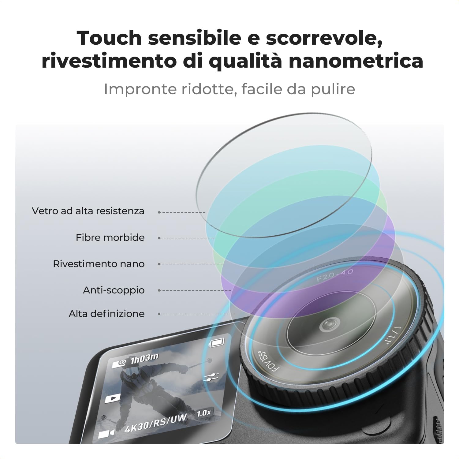 Thumbnail 4 de K&F CONCEPT Proteggi schermo in vetro temperato per DJI Osmo Action 6 – confezione da 2