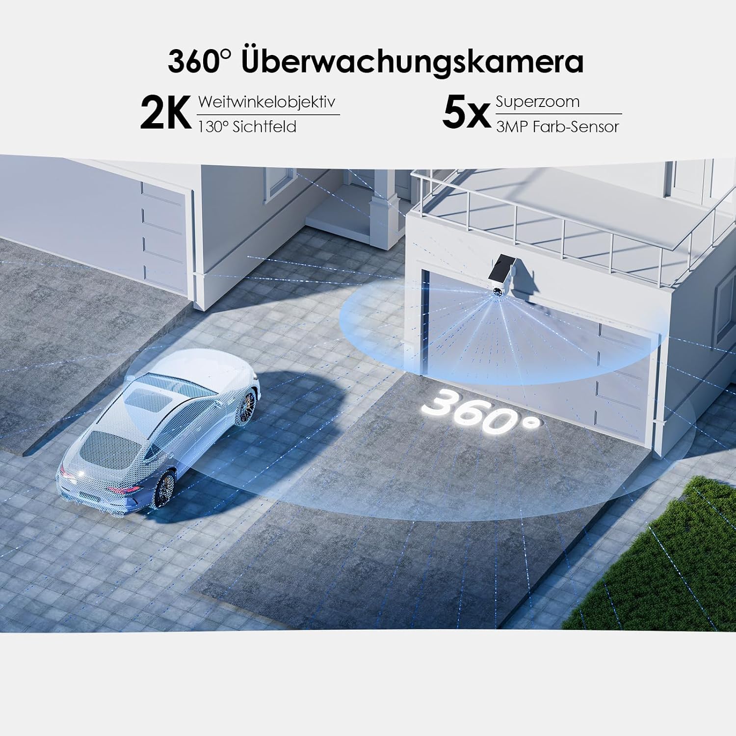 Detalle de CZEview 2K 3MP Außenkamera mit Solar Akku