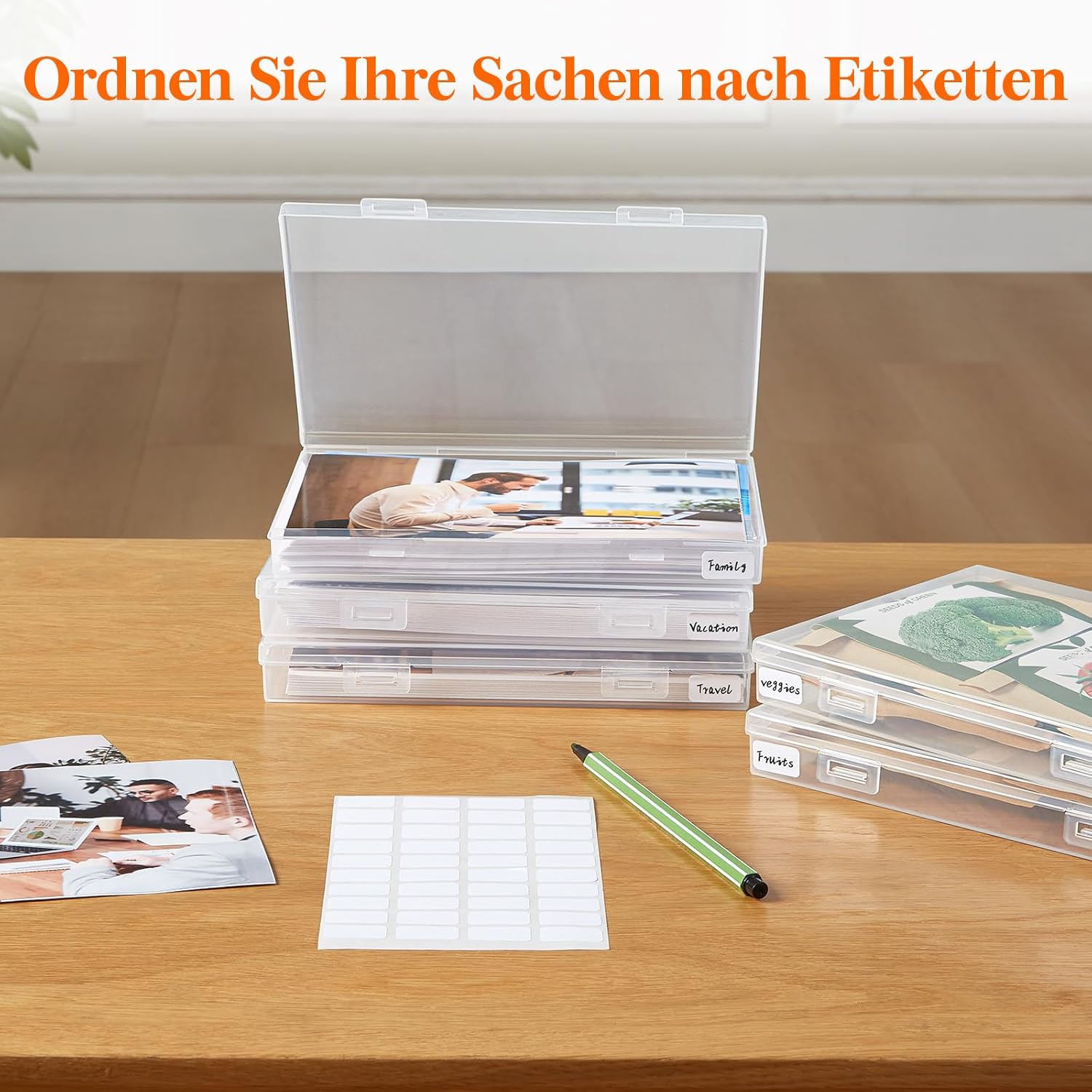 Thumbnail 5 de Lifewit Foto-Aufbewahrungsbox mit 9 Innenhaltern (13x18 cm / 5R), transparentes Kunststoff-Organizer-Set, 2 Stück