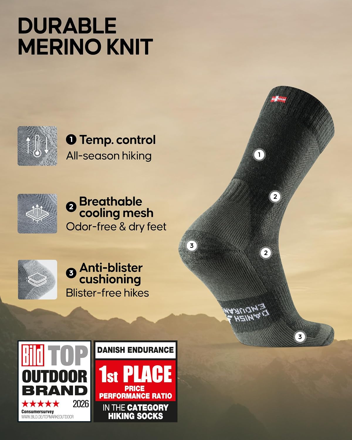 Detalle 2 de DANISH ENDURANCE Hiking Socks 3-pack