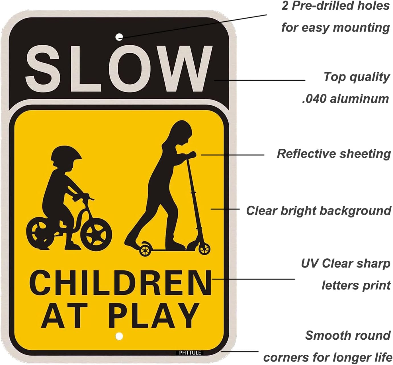 Detalle de PHTTULE Children at Play Slow Down Signs, 2-Pack, 18 x 12-Inch Aluminum