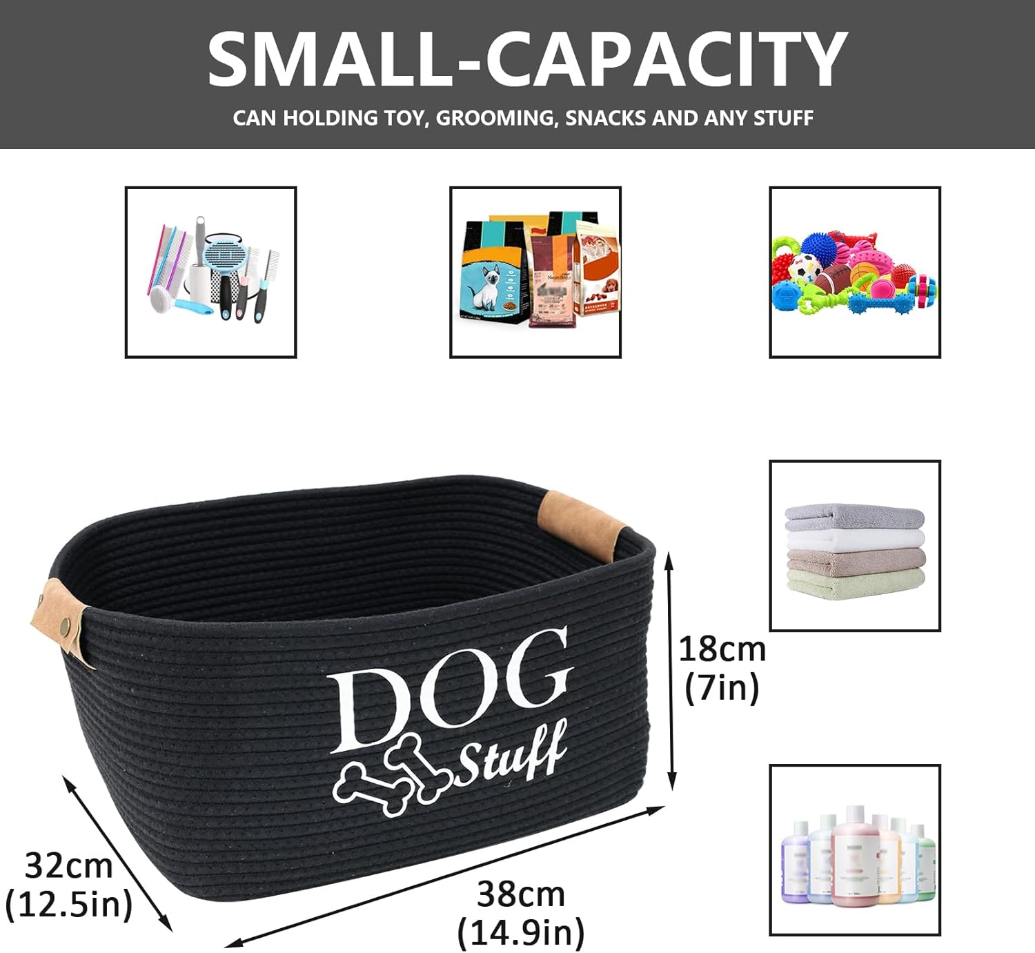 Thumbnail 2 de Morezi Durable Cotton Rope Dog Toy Storage Bin (Large) – Black