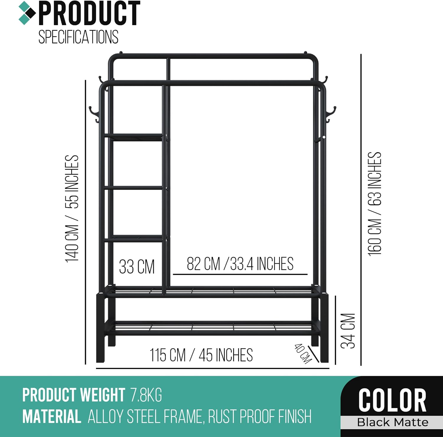 Thumbnail 4 de Klass heavy duty clothes rail 120kg