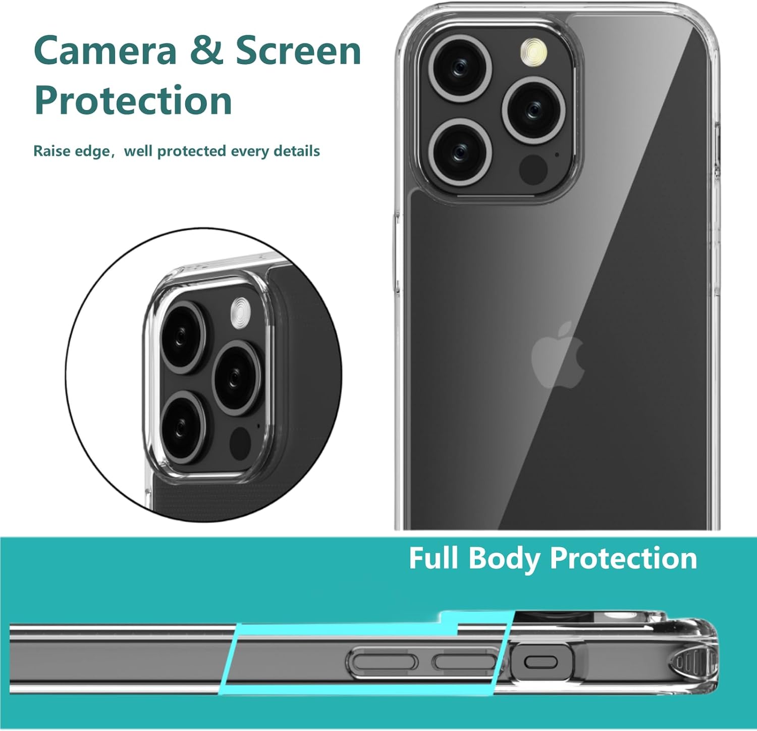 Thumbnail 2 de OLEPHY Cover per iPhone 16 Pro con cordino regolabile 6,3" trasparente blu, protezione antiurto e anti-graffio