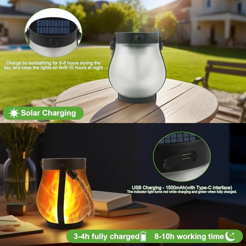 Thumbnail 1 de Facarler Farolillos Solares Exterior IP65: Llama 3D, carga híbrida y diseño vintage para jardines