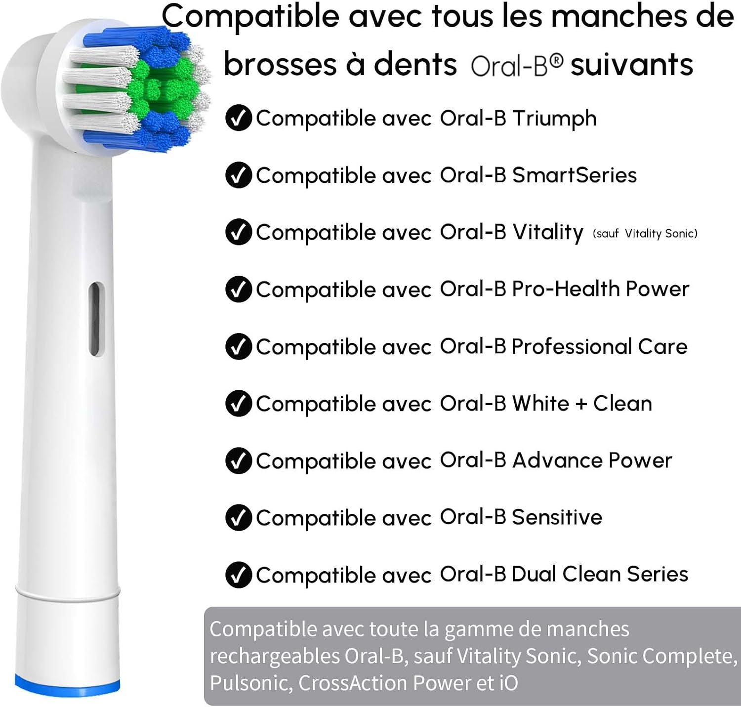 Detalle 2 de GENKENT Brossettes 20 têtes de brosse 🪥