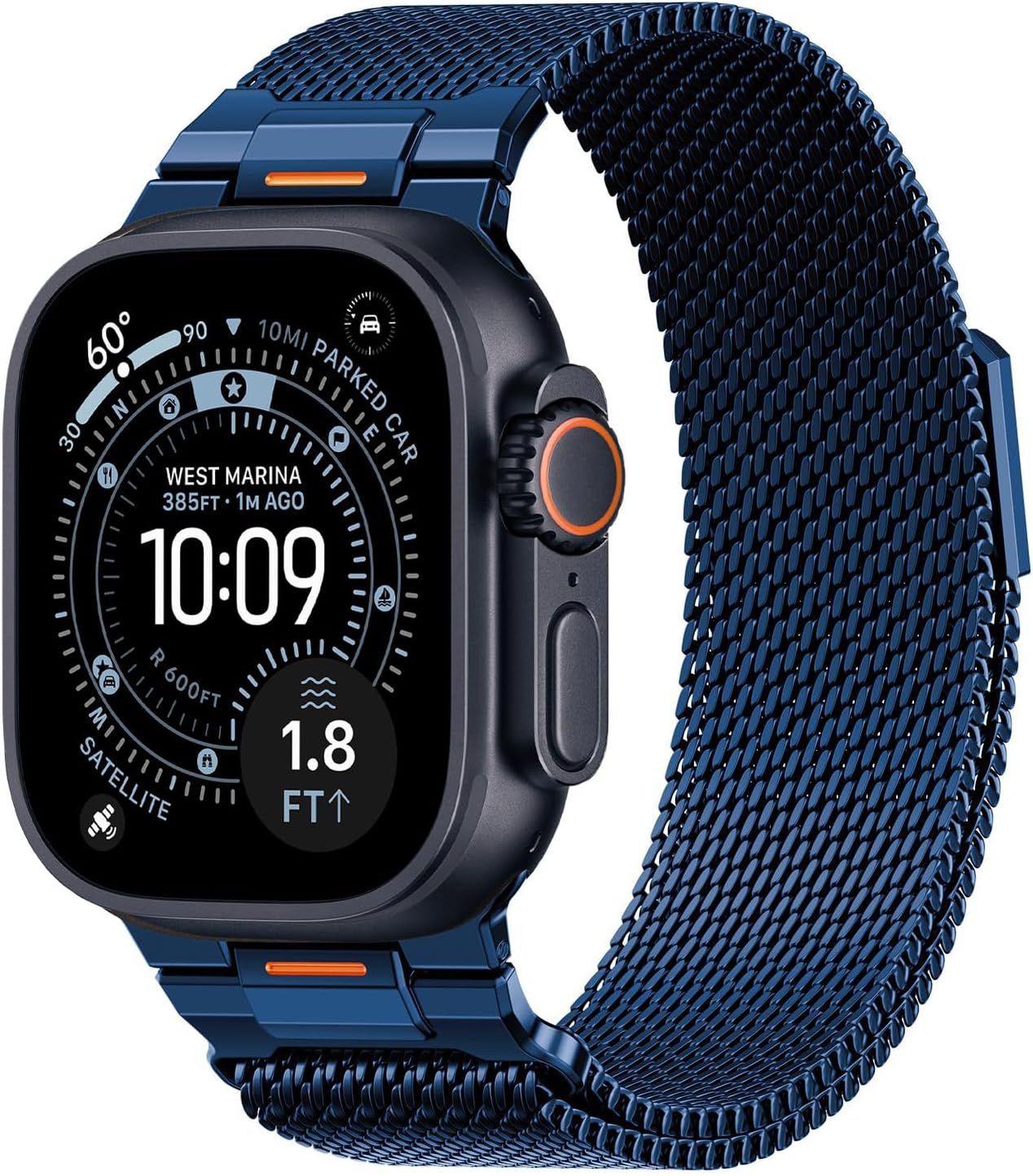 Detalle de SOLOLUP Milanese Loop Magnetic Strap for Apple Watch Ultra 3/2 – 24mm Stainless Steel Mesh Band