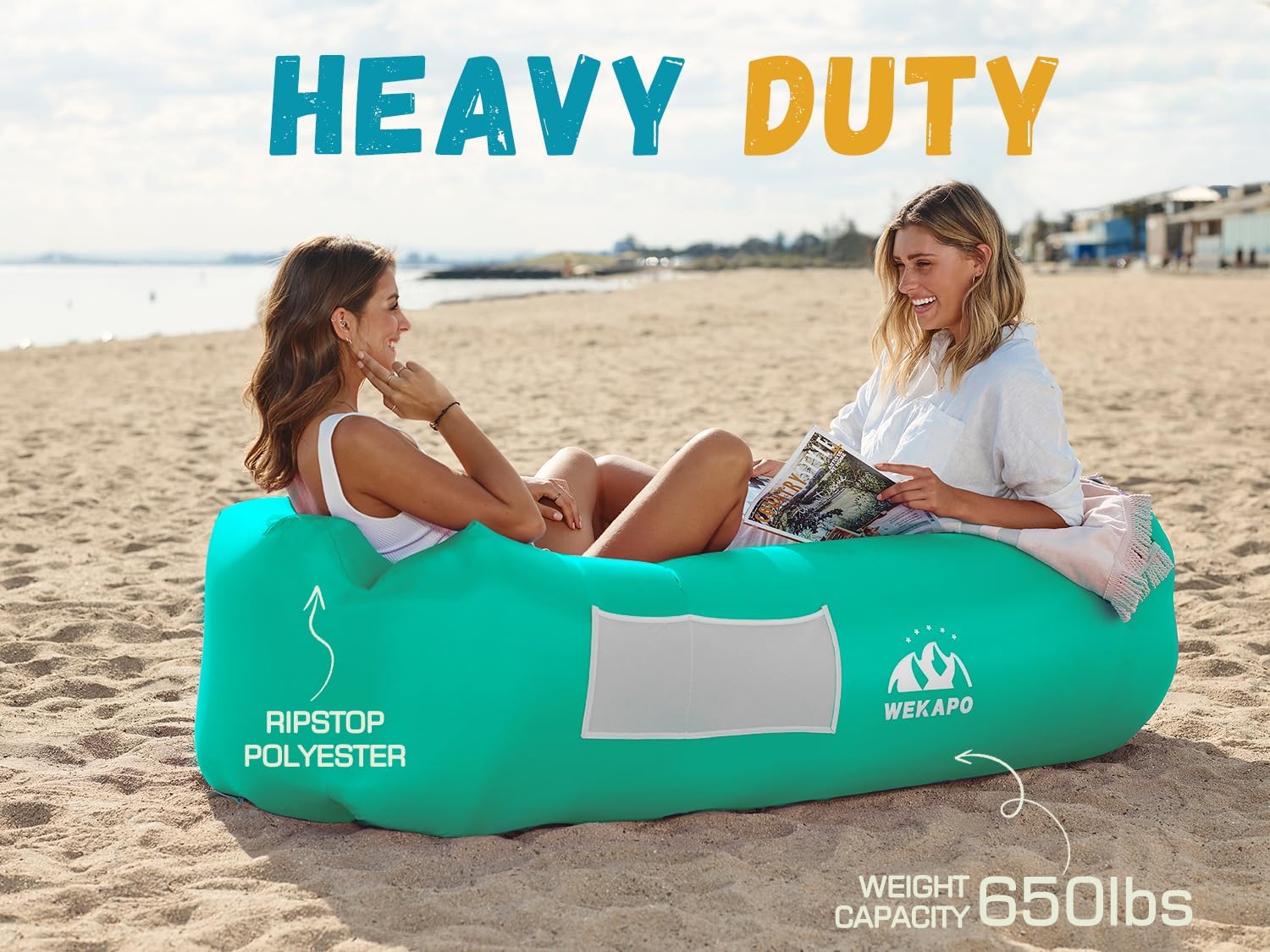 Thumbnail 3 de WEKAPO Air Lounger Inflatable Sofa with Built-In Pillow, 210T Rip-Stop Polyester