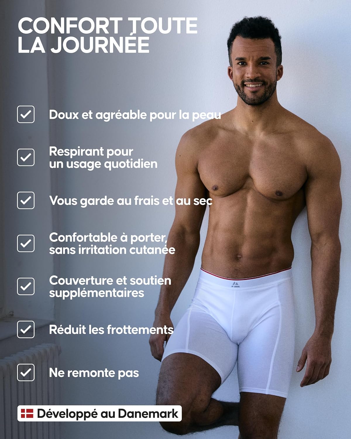 Detalle de DANISH ENDURANCE Boxer Bambou Homme Extra Long – Lot de 3 ou 6