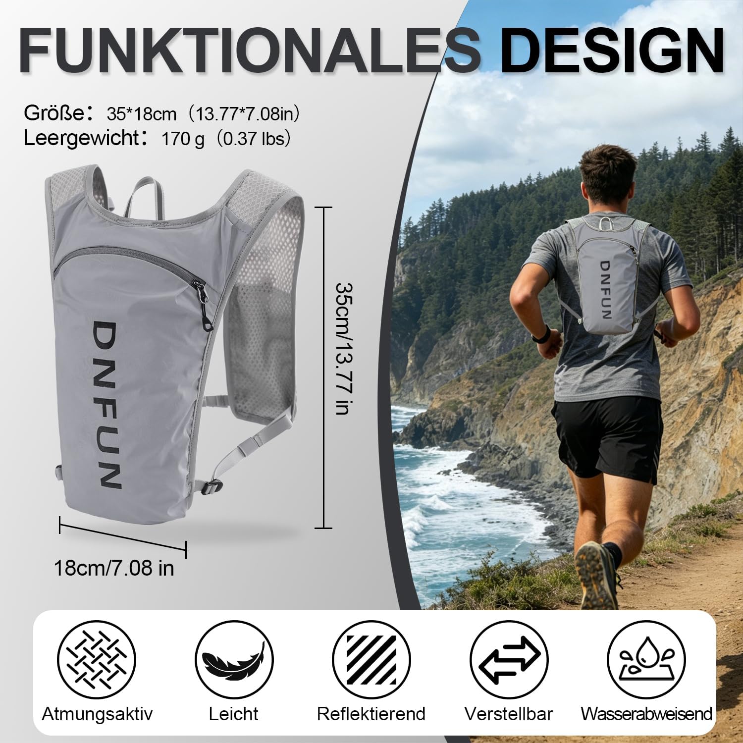 Detalle 2 de Laufweste verstellbar mit 1,5L Trinkflasche
