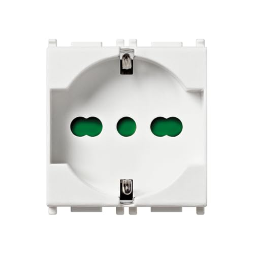 Detalle de Vimar 0R14210 Plana Presa SICURY 2P+T 16A, universale, 2 moduli, bianco