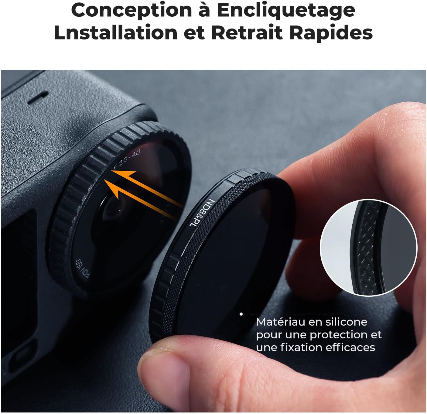 Thumbnail 5 de K&F CONCEPT Kit de 4 filtres Snap-on CPL/ND pour DJI Osmo Action 6 (ND8/PL, ND16/PL, ND32/PL, ND64/PL)