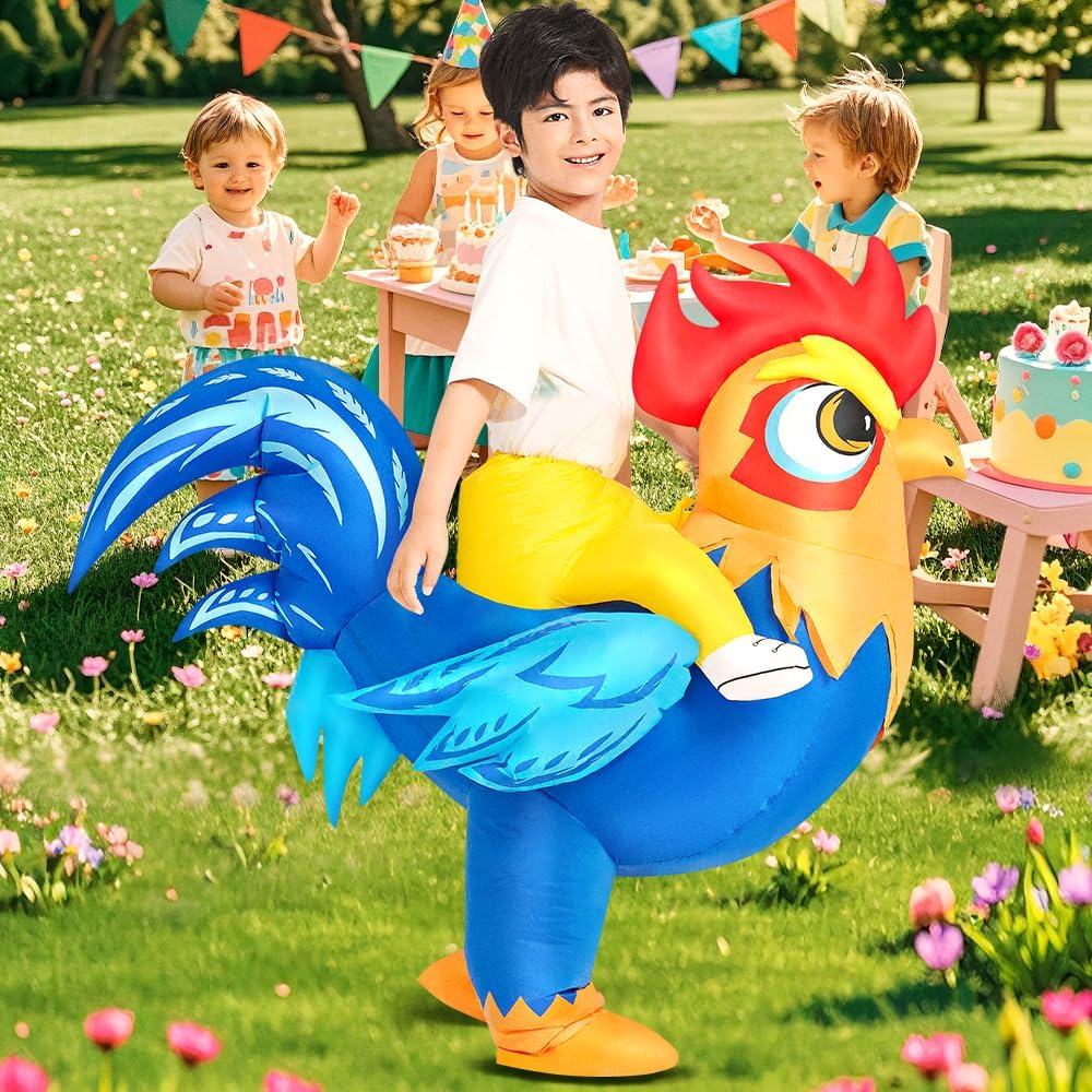 Detalle 2 de JUROSAICA Inflatable Chicken Costume for Kids, Built-In Fan, Adjustable Waist