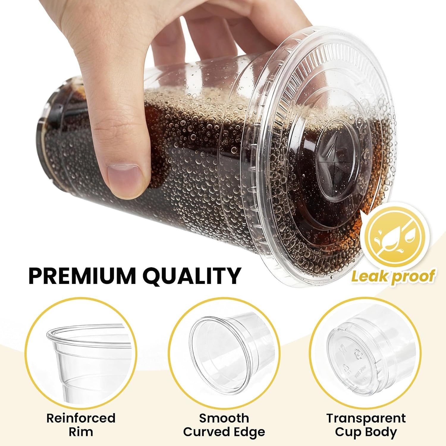 Detalle de 100 Pack 16 oz Clear Plastic Cups with Lids and Straws