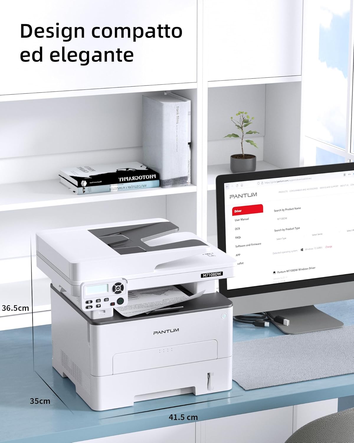 Detalle 2 de Pantum M7108DW: Stampante laser 3 in 1 wireless, 33 ppm, ADF, fronte/retro non duplex per scansione/copiarie affidabili