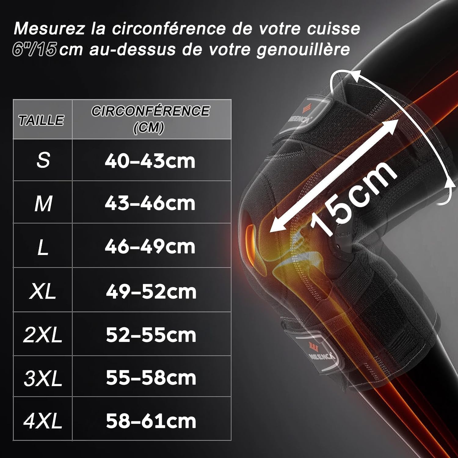 Thumbnail 5 de NEENCA Professional Knee Brace with Patented X-Strap Fixing System for Knee Pain, Adjustable Hinged Support