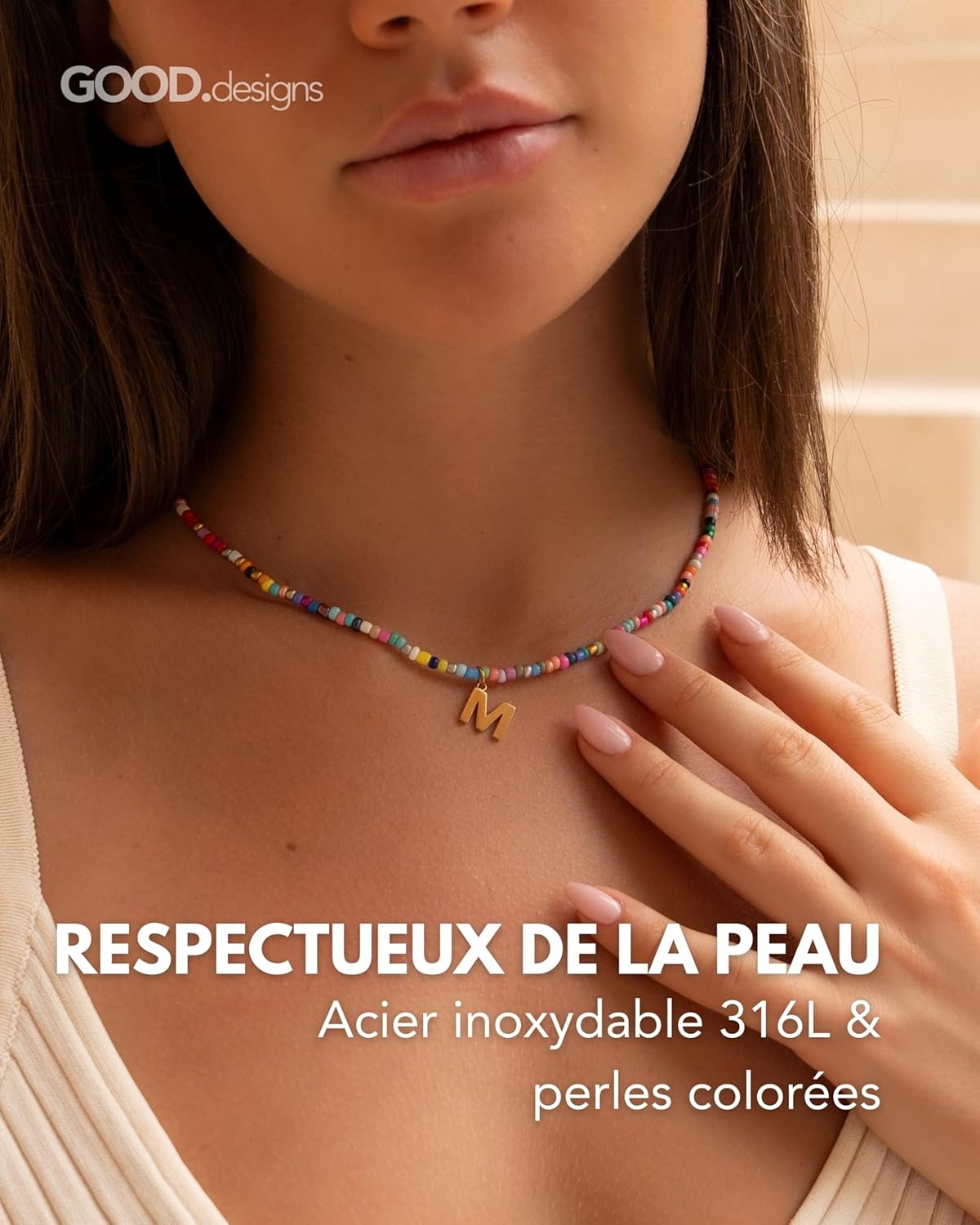 Thumbnail 1 de Collier perlé A à Z 40 à 45 cm