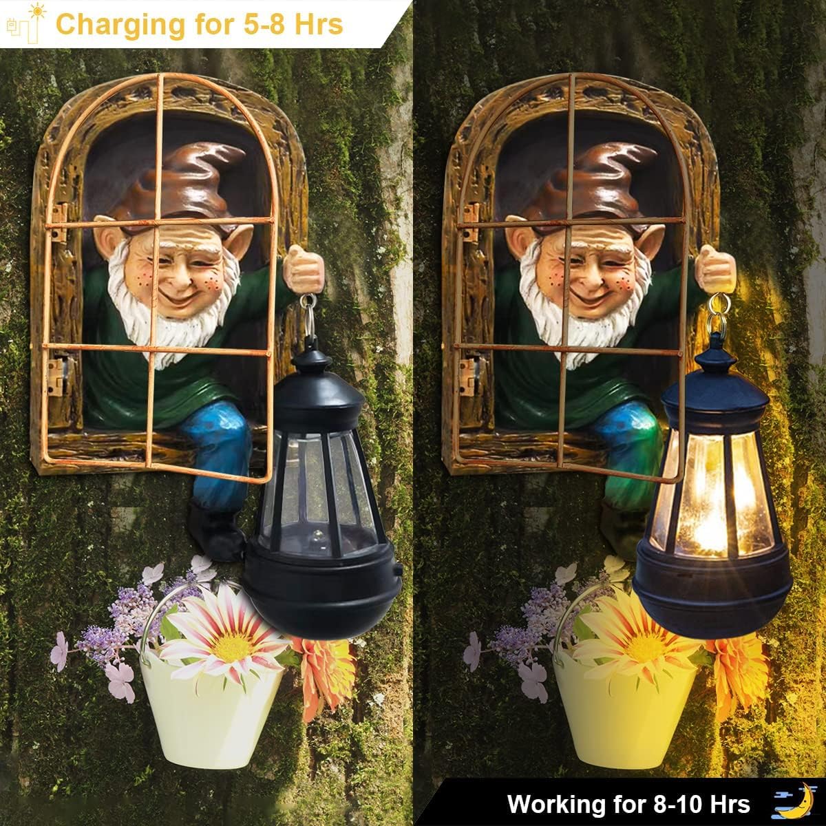 Thumbnail 3 de Reyiso Gnomes Statue with Solar Light 10in