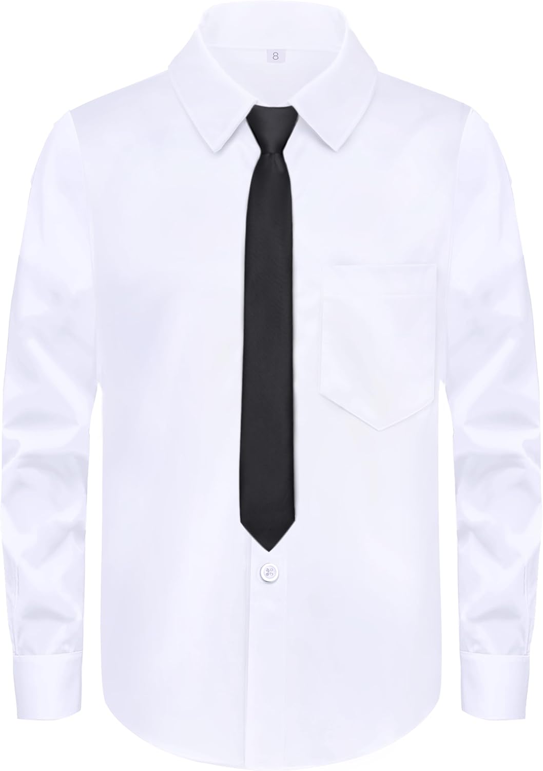 Detalle de MagicSite Boys’ Long-Sleeve Button-Down Dress Shirt and Tie, Stretch or Standard Fabric