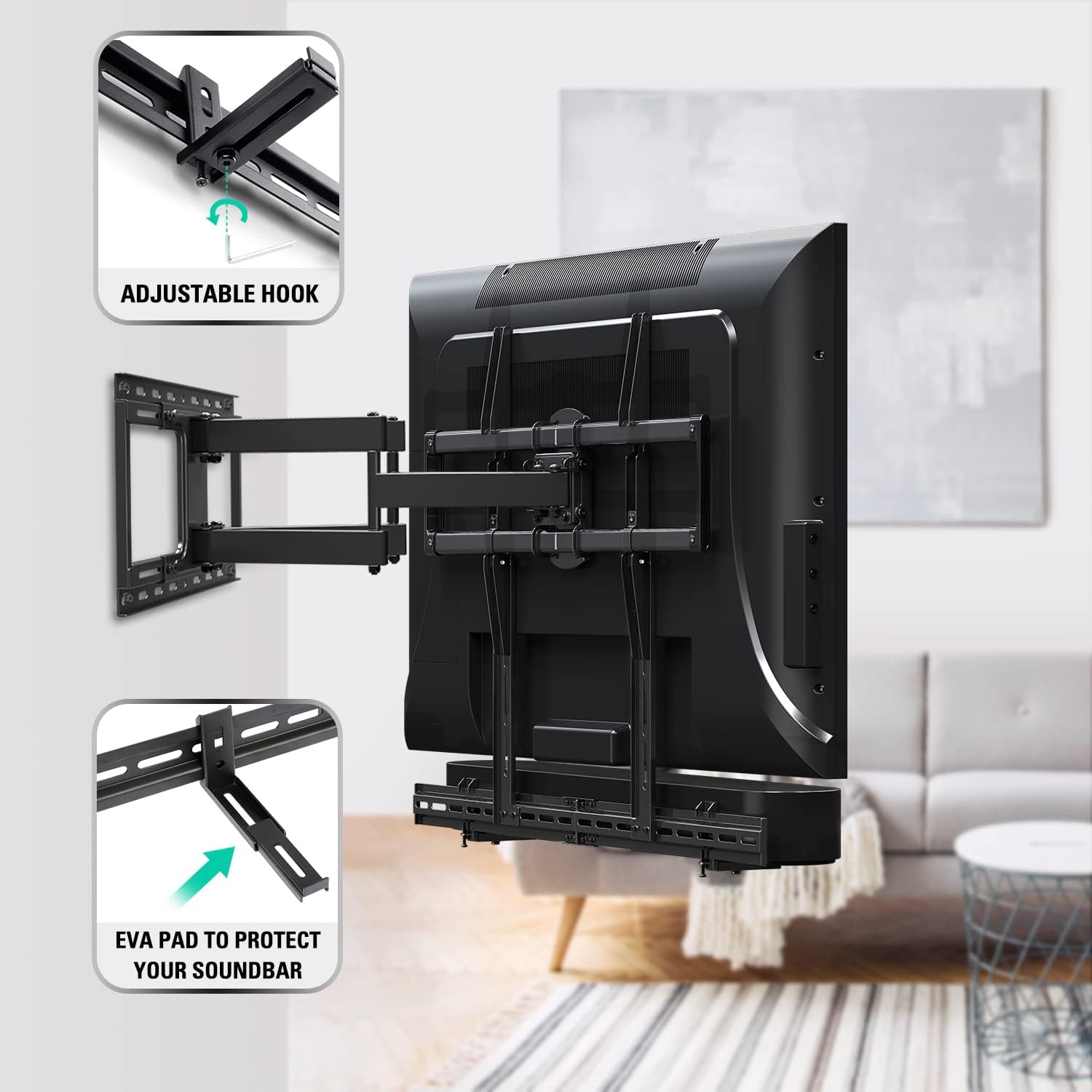 Detalle 2 de Mounting Dream MD5425 Soundbar Mount TV Bracket (Up to 20 LBS, Adjustable Base 3.4"–6.1")