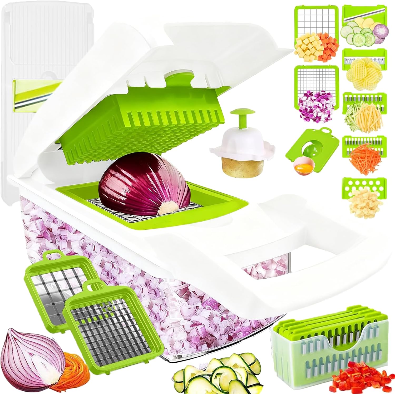 Thumbnail 6 de Dewpeton Vegetable Chopper Dicer with Container – 2-in-1 Grater/Slicer with 1.5L Tray