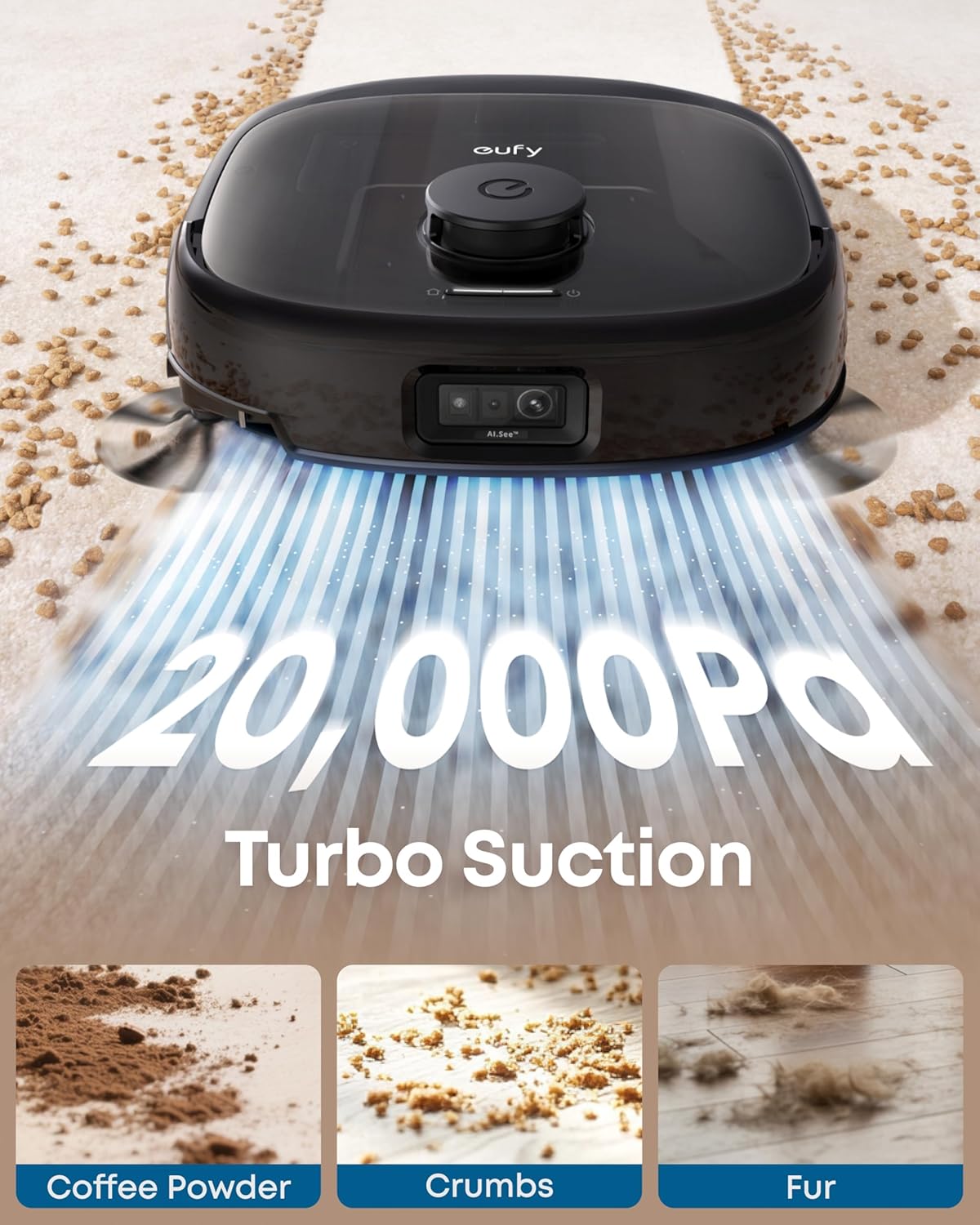 Detalle 2 de eufy E25 Robot Vacuum and Mop, 20,000 Pa Suction, HydroJet Roller Mop
