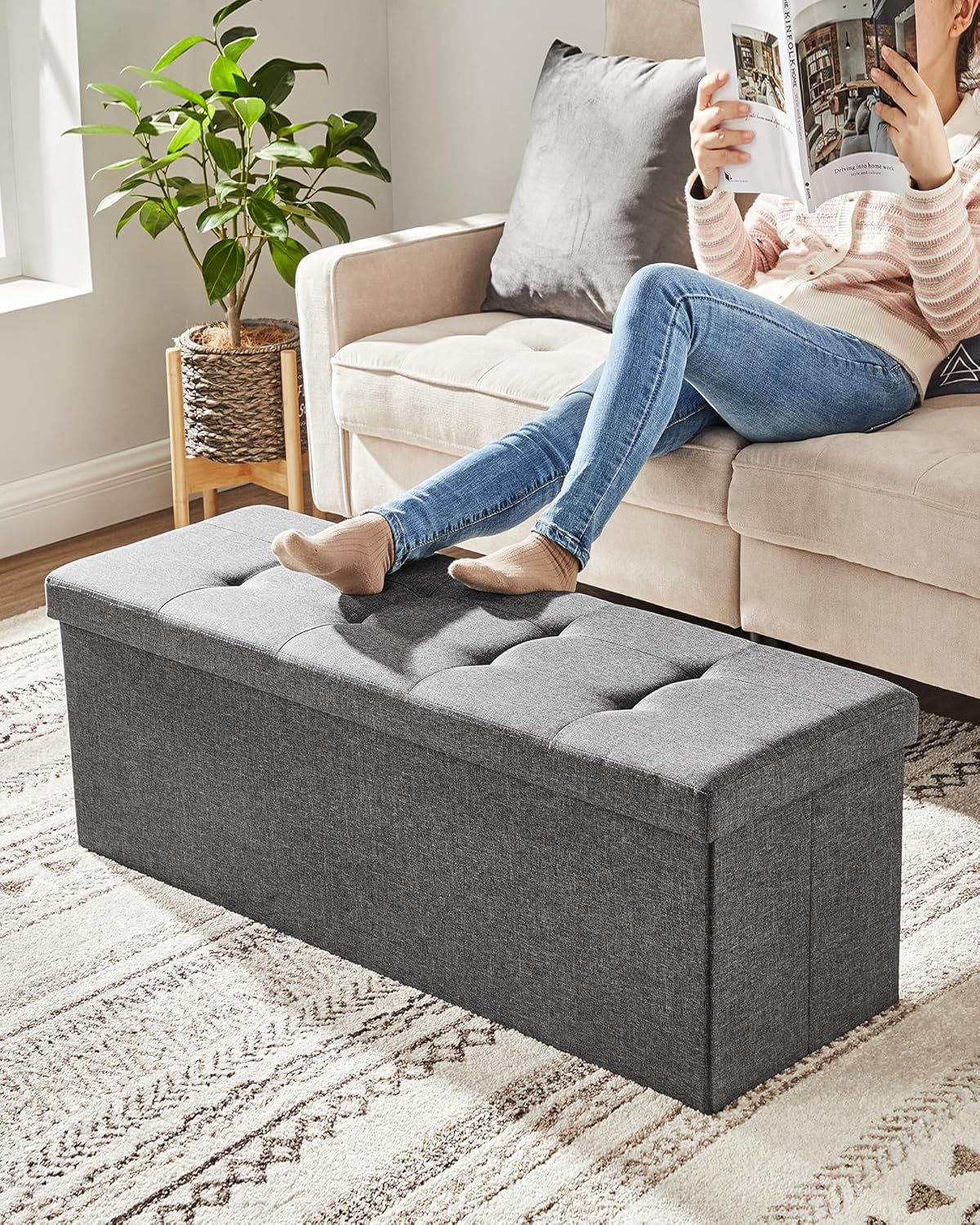 Thumbnail 6 de SONGMICS MAZIE LSF77K : banc de rangement pliable 110 cm avec repose-pieds