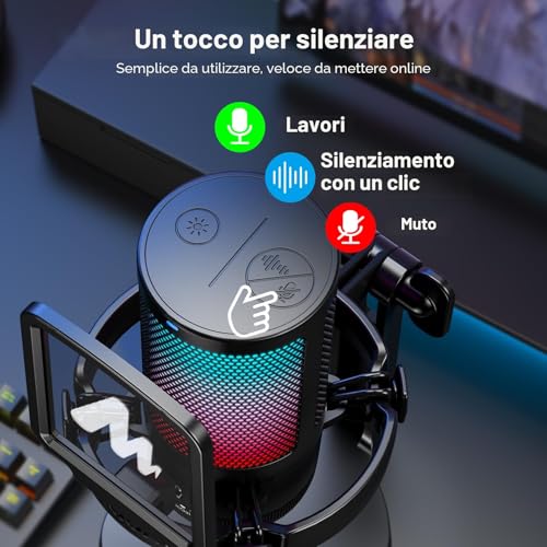 Thumbnail 2 de MAONO Microfono Gaming RGB USB con Cancellazione del Rumore e Controlli Semplici per Streaming e Podcast
