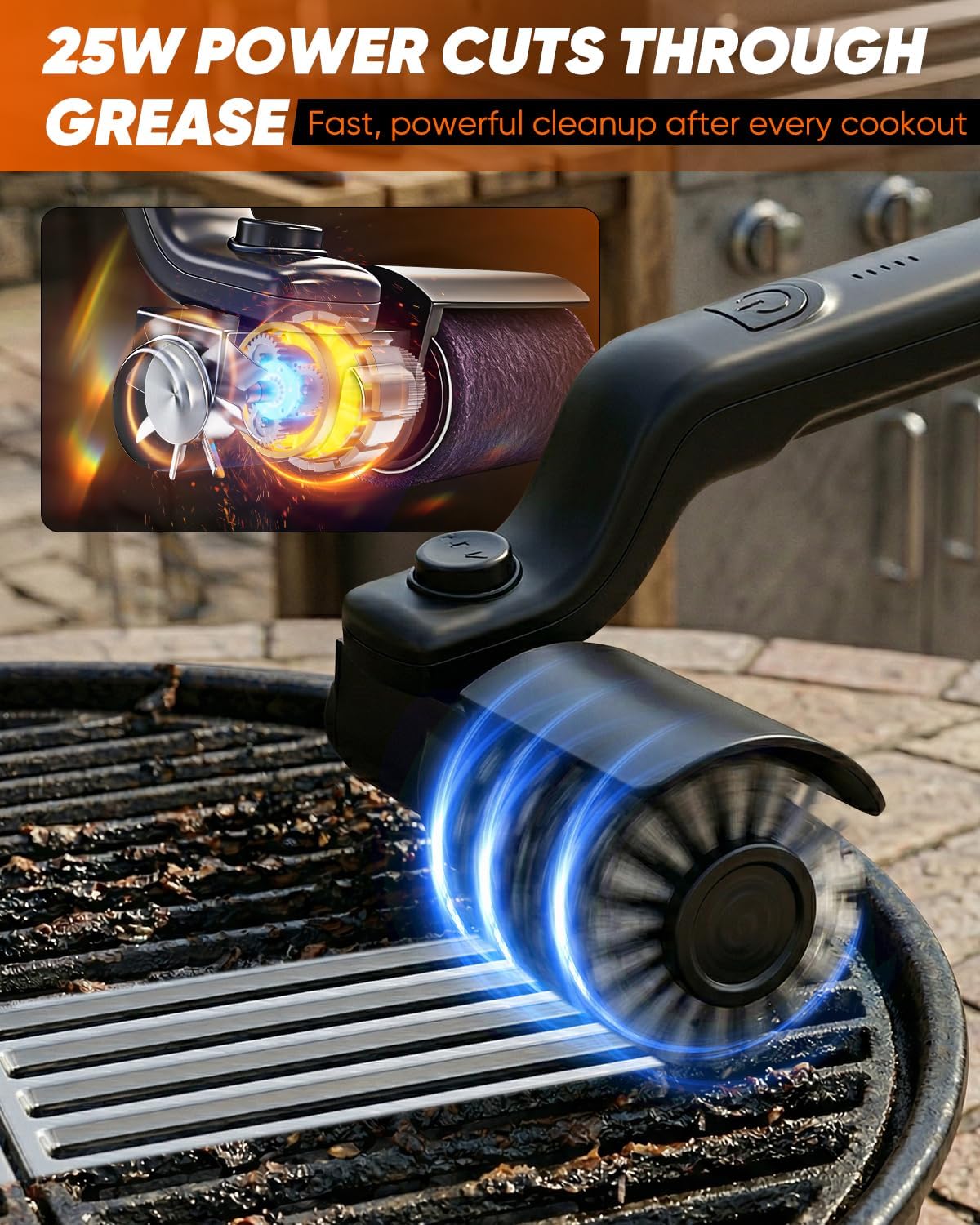 Detalle de Saker Electric Grill Brush – Cordless 25W BBQ Cleaner with Adjustable Head