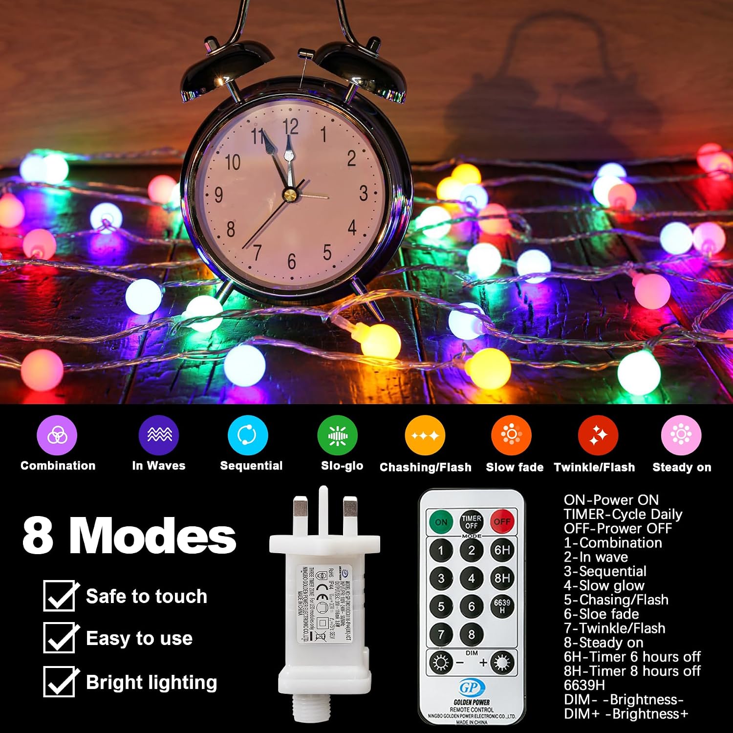 Detalle 1 de 120LED Fairy Lights Plug in 12M Globe String Lights ๐