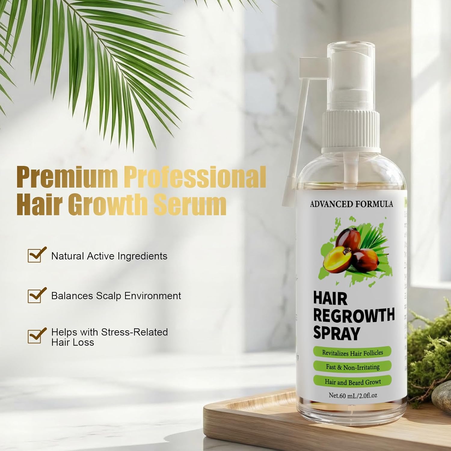 Detalle 2 de Ballphl Siero Crescita Capelli Anticaduta 60 ml – Lozione spray a base di rosmarino, biotina, olio di ricino e batana