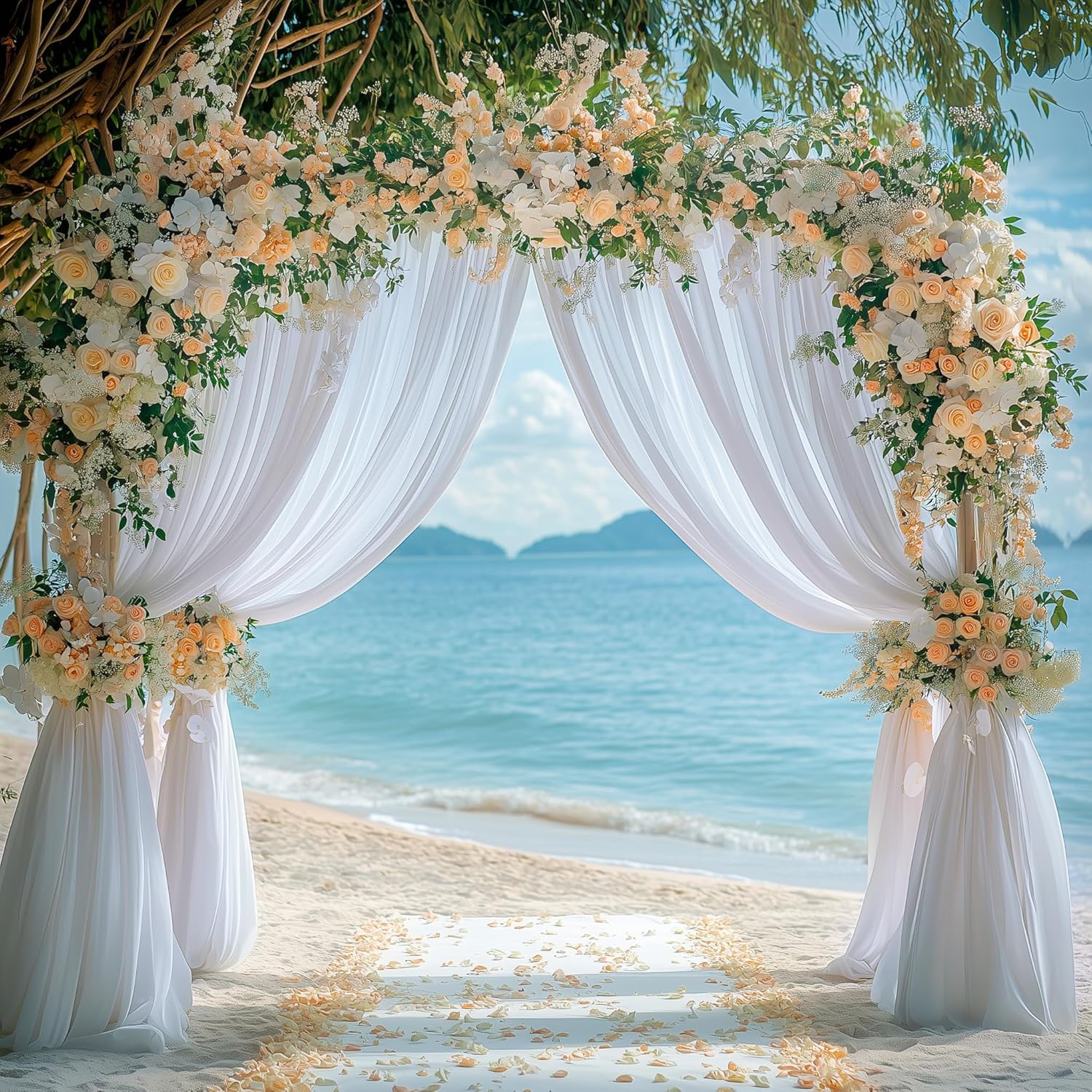 Thumbnail 4 de Wokceer White Backdrop Curtain for Weddings and Events (10x8FT, 2 Panels)