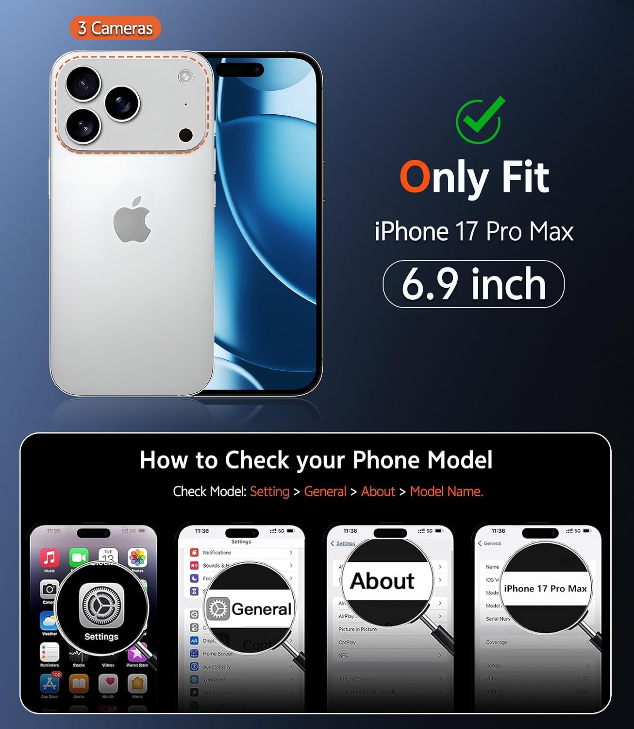 Detalle 2 de FNTCASE iPhone 17 Pro-Max 6.9 Clear Mag Case