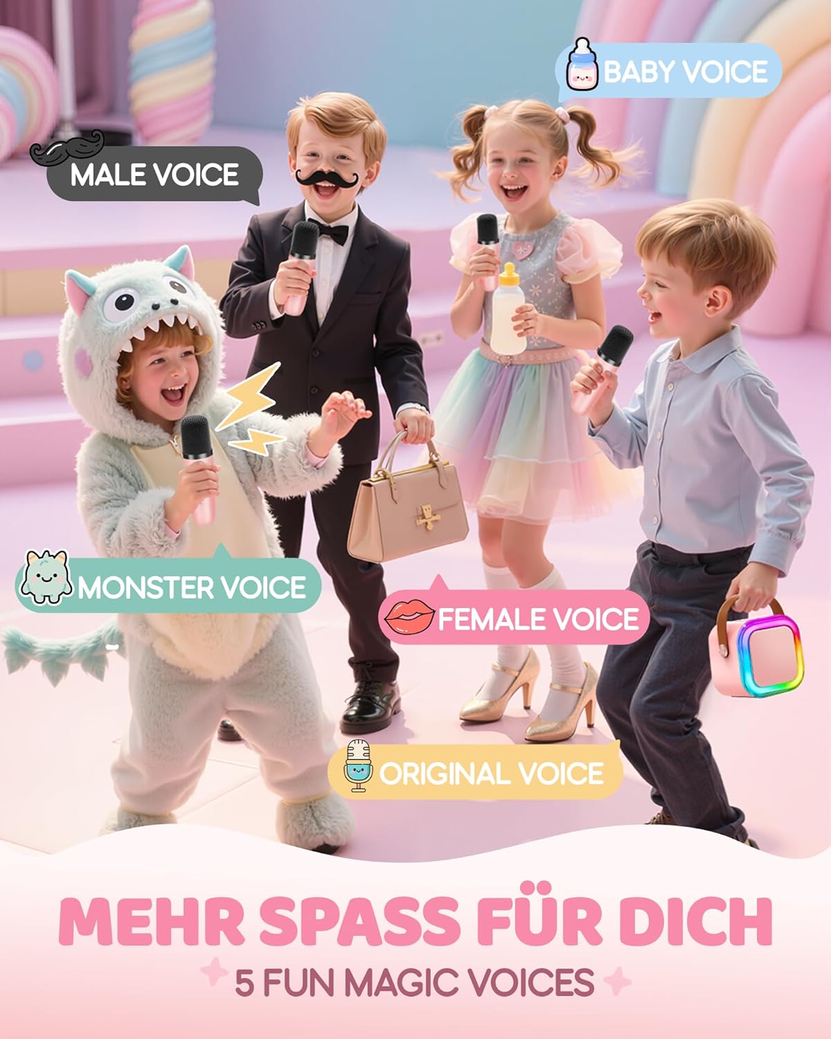 Detalle de Karaoke Maschine Kinder mit 2 Mikrofonen đ€