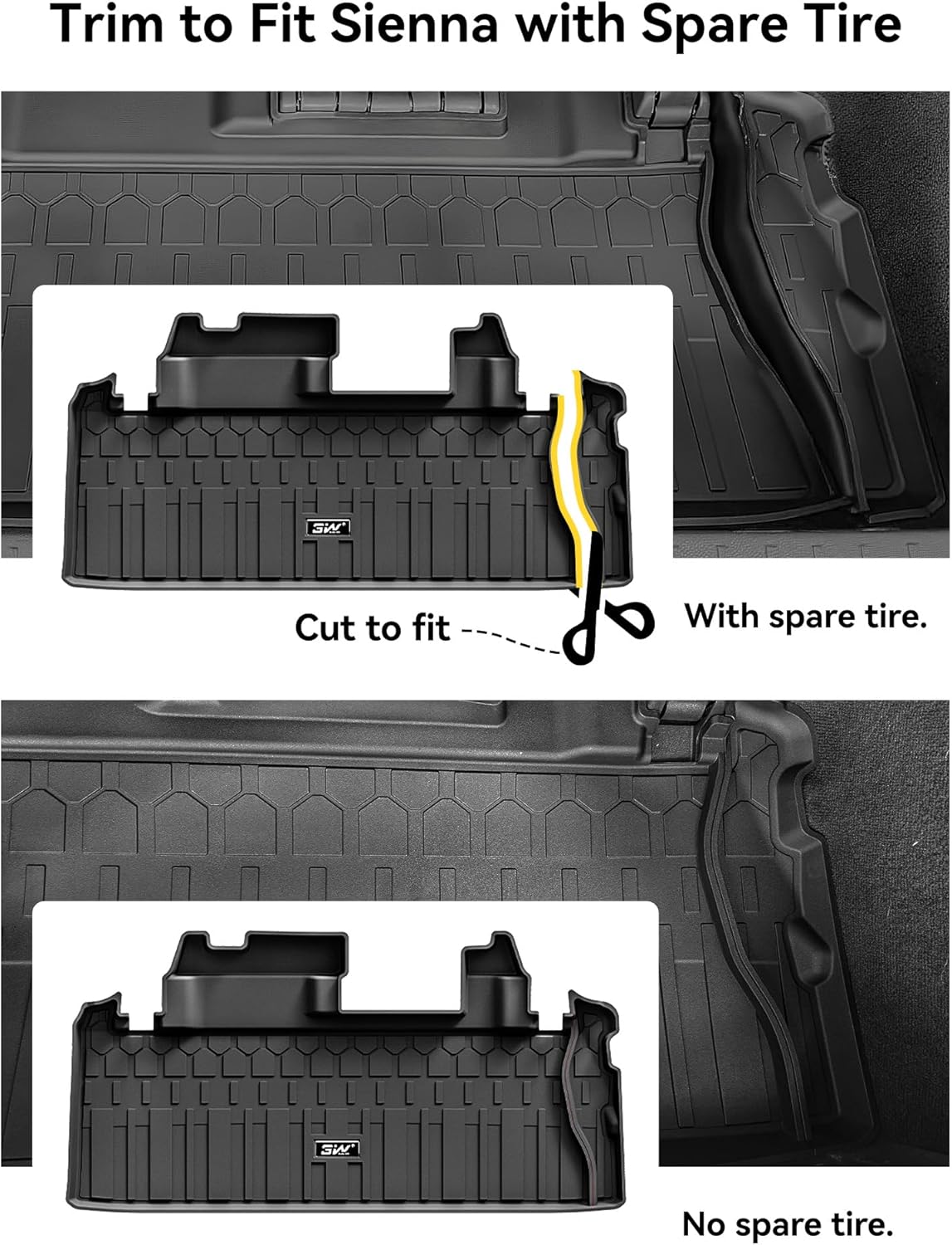 Thumbnail 2 de 3W Floor Mats & Cargo Liner for Toyota Sienna (7-Seat, 2021-2026) – Custom Fit, All-Weather TPE