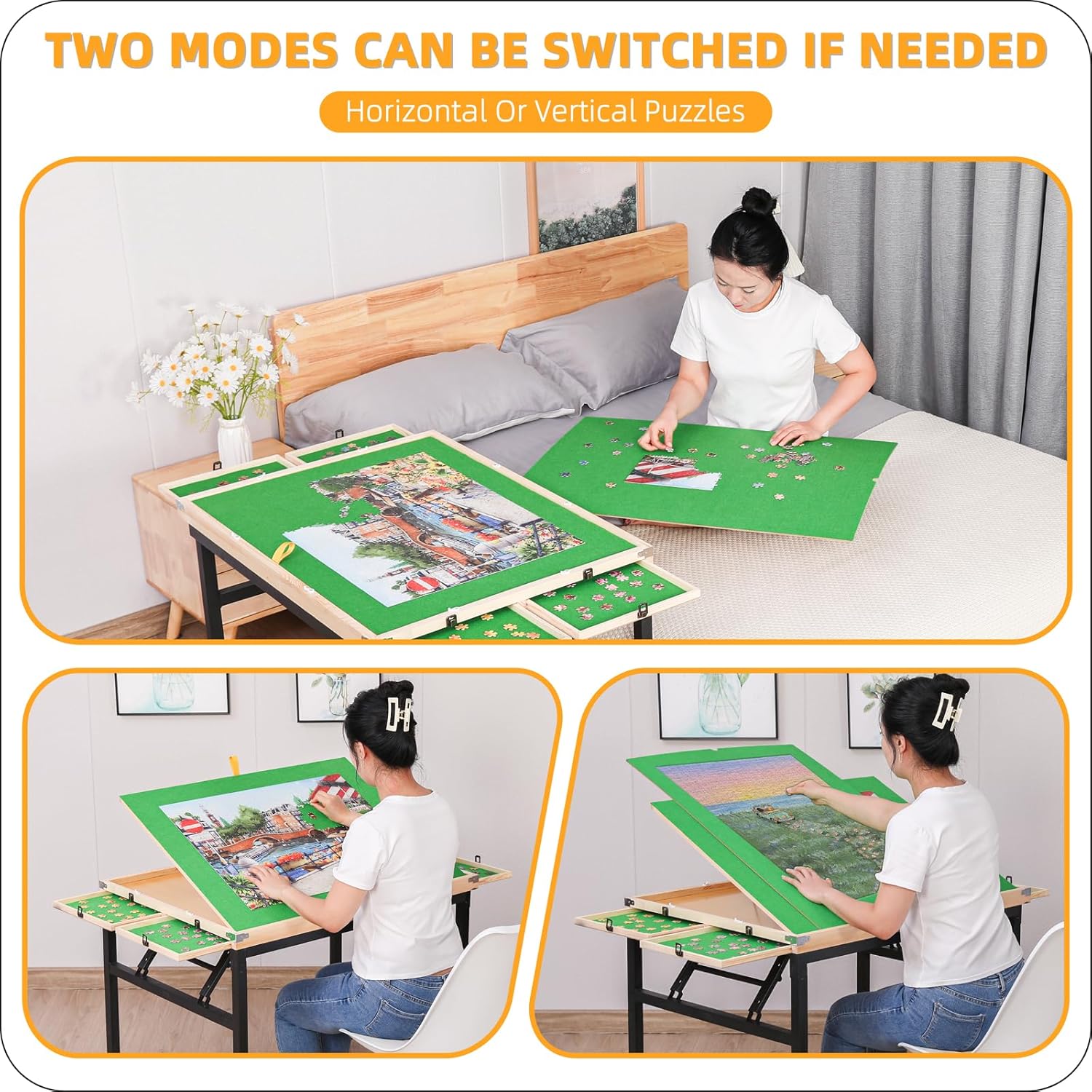 Thumbnail 5 de BittPicc Puzzle Table with 4 Drawers & Wheels — 1500 Piece Foldable Adjustable Jigsaw Table