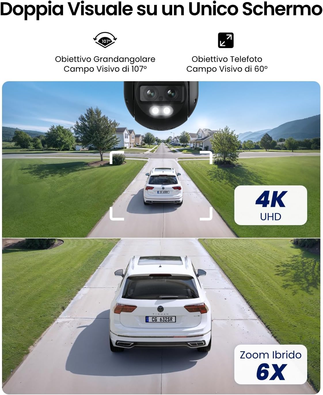 Detalle de Reolink 4K PTZ Wi‑Fi esterna a doppio obiettivo TrackMix (355°/90°, zoom ibrido 6X)